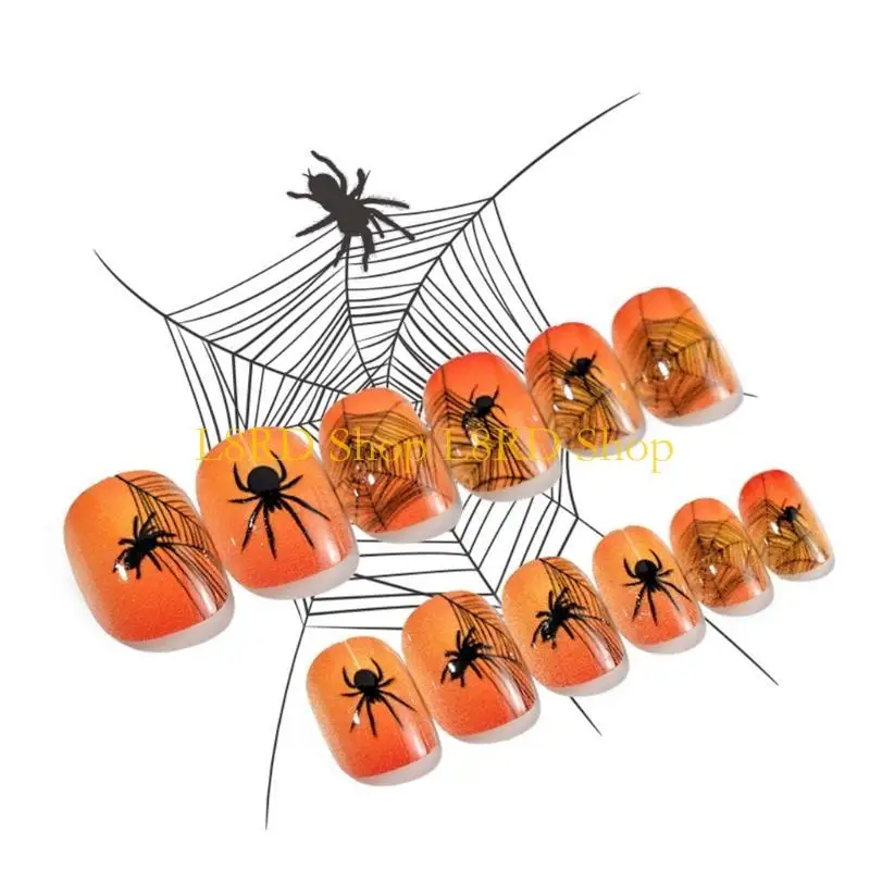 L8RD Halloween Press On Child Adult Short Square Nails Full Cover Press On
