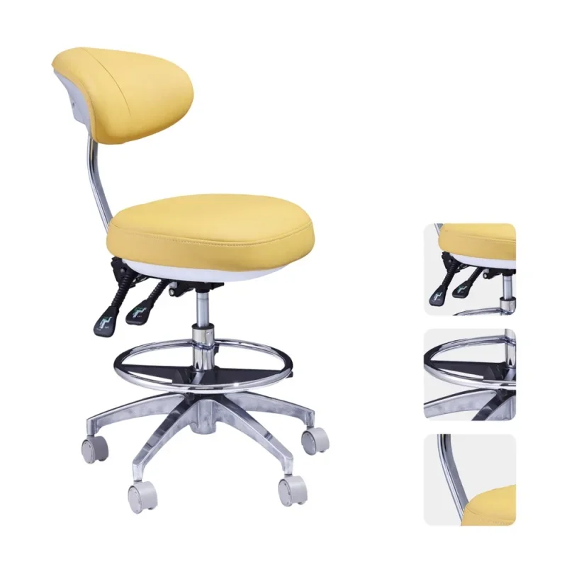 Tabouret Dentaire Ergonomique en Cuir avec Dossier Réglable, Chaise Assistante de Médecin, Instrument Médical, Nouveau Design Expresse