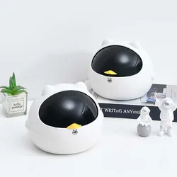 Waste Bins Mini Trash Can Desktop Black Cat Shape Garbage Bin Bedroom Living Room Desk Flip-top Paper-basket Office Accessories