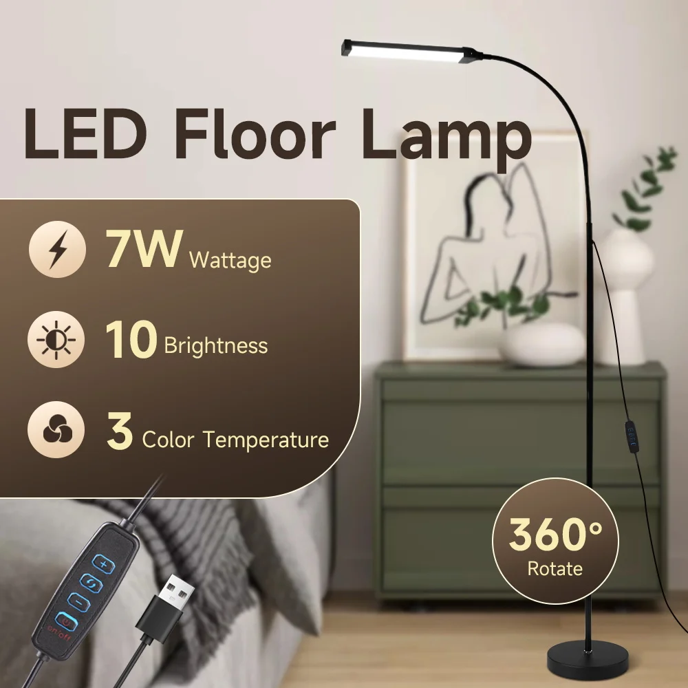

LED Floor Lamp Adjustable Brightness 360° Gooseneck Stand Light for Living Room Light Office Decoration Floor Light Dimmable
