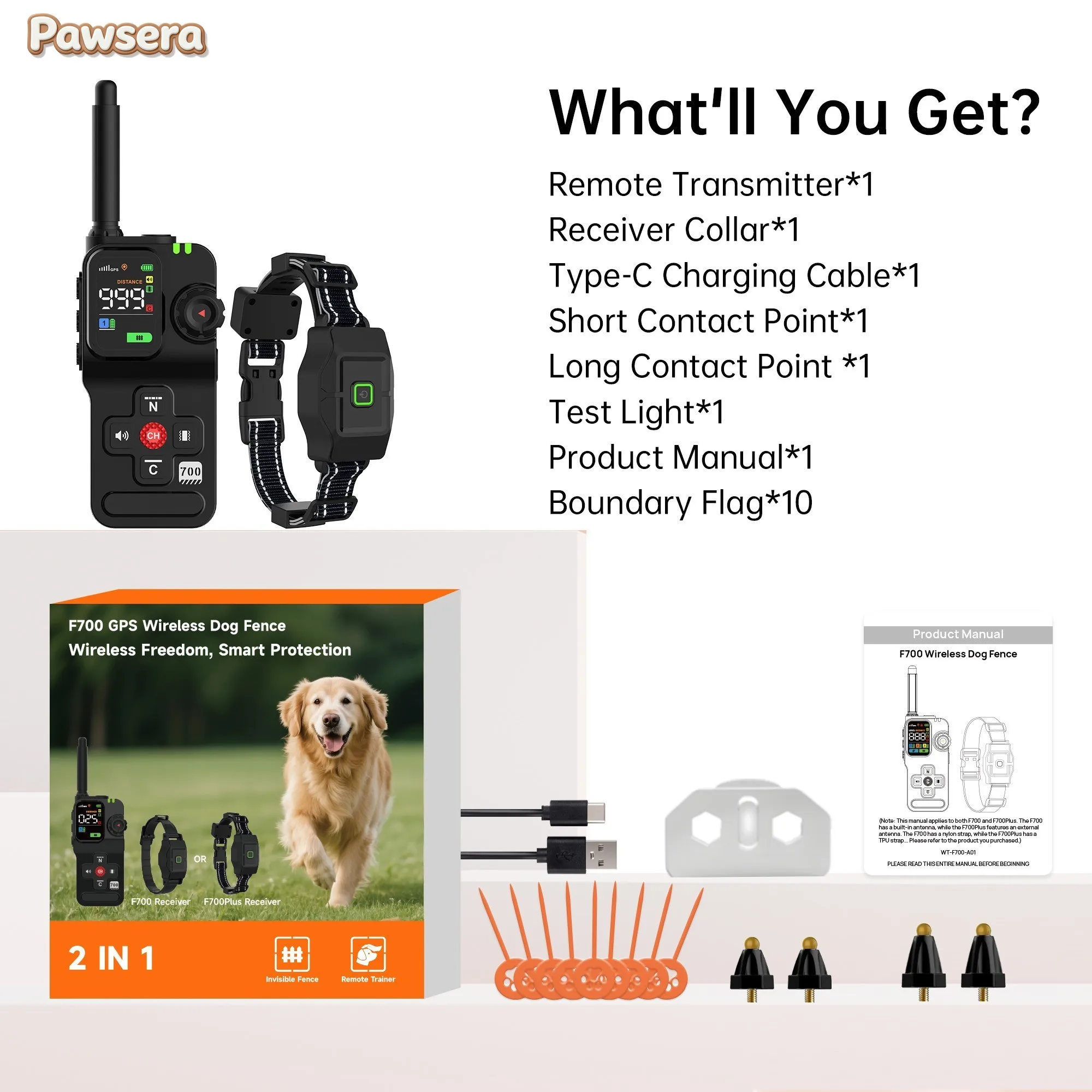 Pawsera Smart Precise GPS Dog Wireless Fence Coverage Range 2600Ft IP67 Waterproof Adjustable Training Modes GPS Positioning