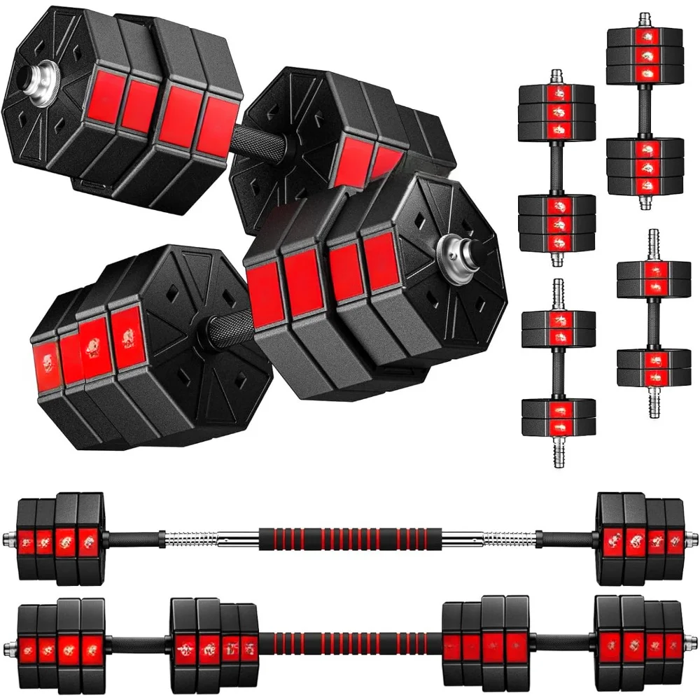 

Adjustable Weights Dumbbells Set, Adjustable Weights Dumbbells Barbell Set, Exercise Training with Connecting Rod for Men Women