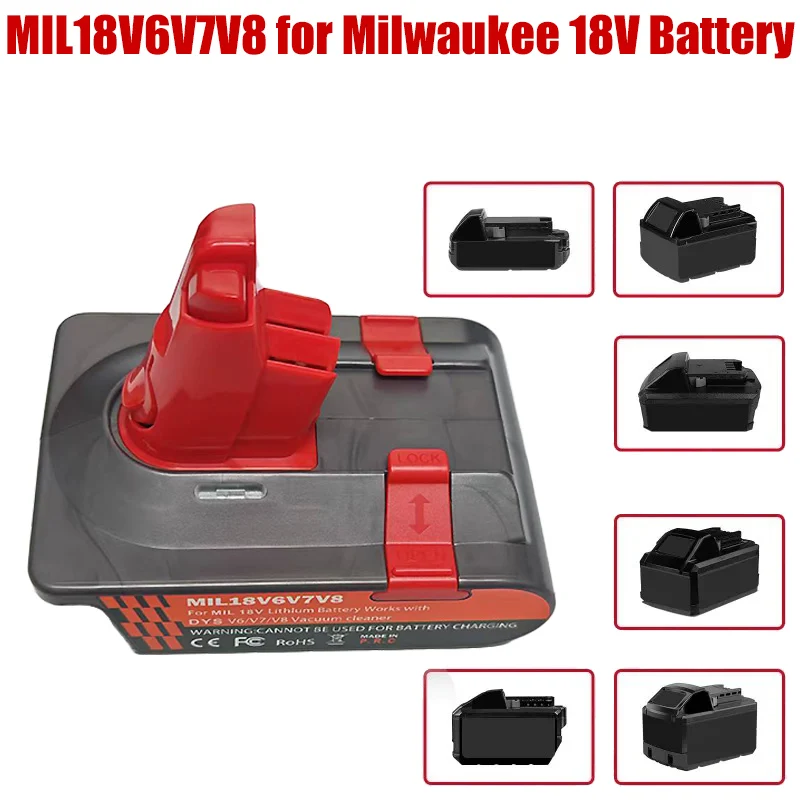 

Convert To for Dyson V8 V7 V6 Vacuum Cleaners For Milwaukee 18V Lithium Battery 3-in-1 Battery Adapter Converter MIL18V6V7V8