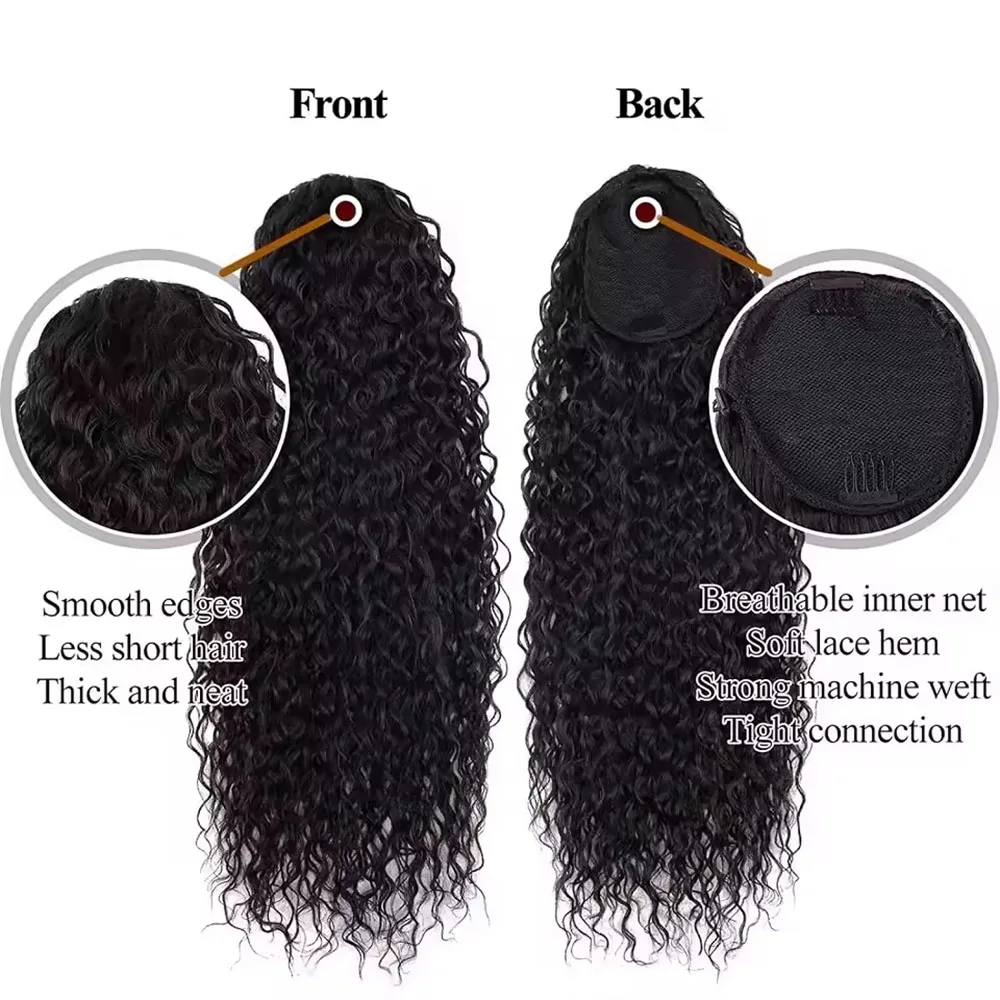 Water Wave Hair Pony Tail Drawstring Ponytail 100% Brazilian Human Hair Ponytail Extensions Natural Hair For Daily Cosplay