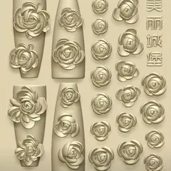 1pc Nailart Flower Mold Rose Peony Strawberry Vase High Transparent Silicone Template