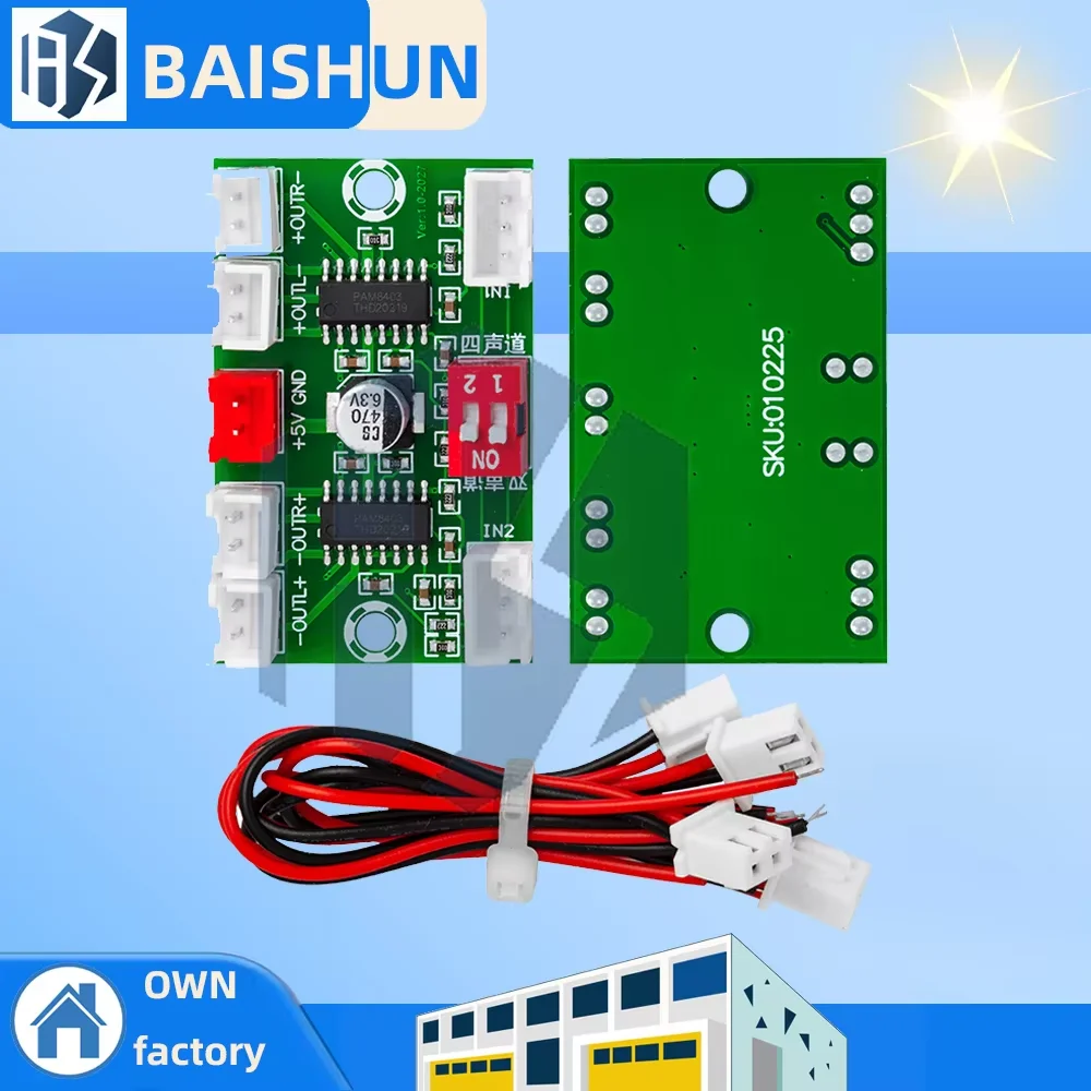 Portable DIY Speaker Amplifier – PAM8403 XH-A156 4-Channel 3W USB 5V ROHS Mini Stereo Module