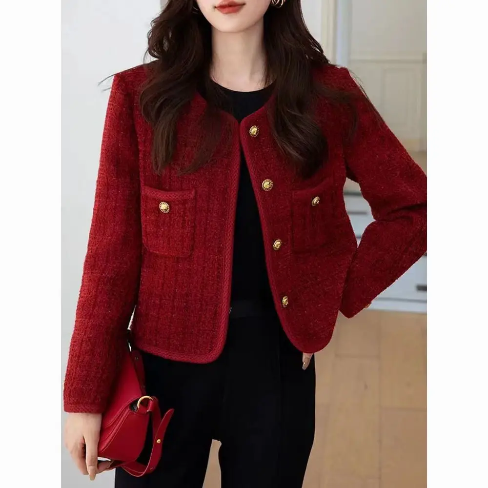 2024 New Elegant French Style Tweed Jacket For Women Heavy Duty Style Spring Autumn Socialite Coarse Tweed Top E2951