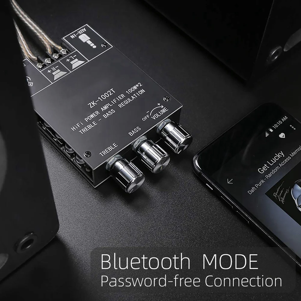 لوحة مضخم صوت POP-lZK-1002T مع تحكم ثلاثي وباس BT وAUX مدخلات لاسلكية ذاتية الصنع