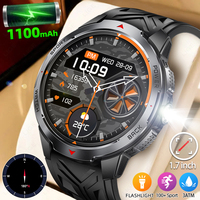 Military 1100mAh Large Battery Smart Watch Full Screen Touch Bluetooth Smartwatch Men Sleep Heart Rate Monitor Compass Watches