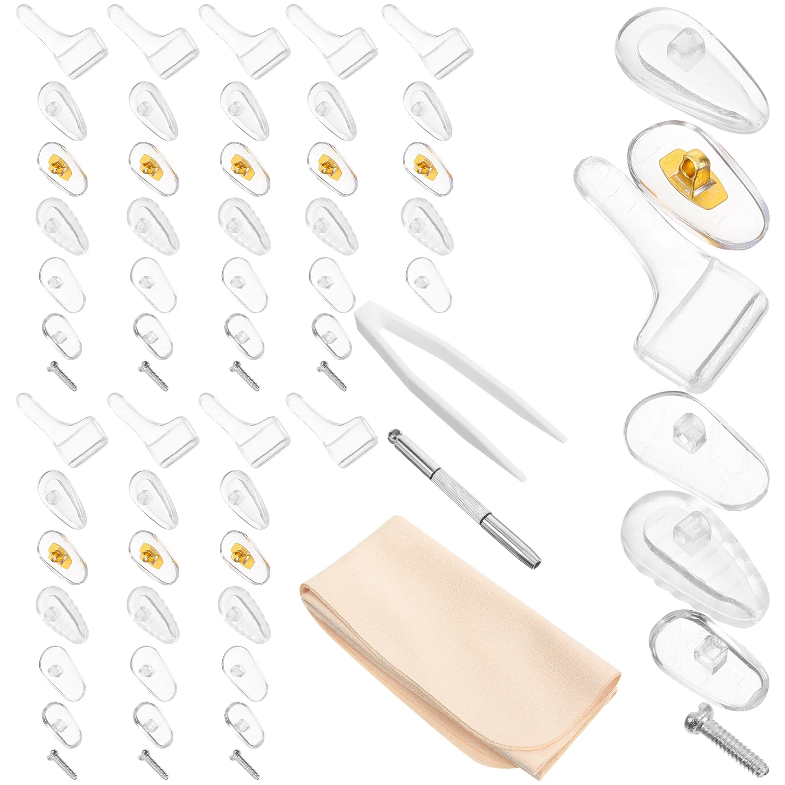 

1 set Glasses Repair Kit Eyeglass Nose Pads Antislip Ear Grips Screwdriver Metal Screws Sunglasses Fixing Accessories Hardware