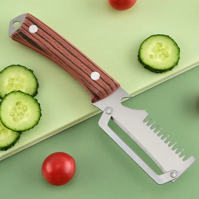 

New 3-in-1 Serrated Peeling Knife Premium Vegetable Peeler With Scallion Shredder And Bottle Opener Kitchen Tool
