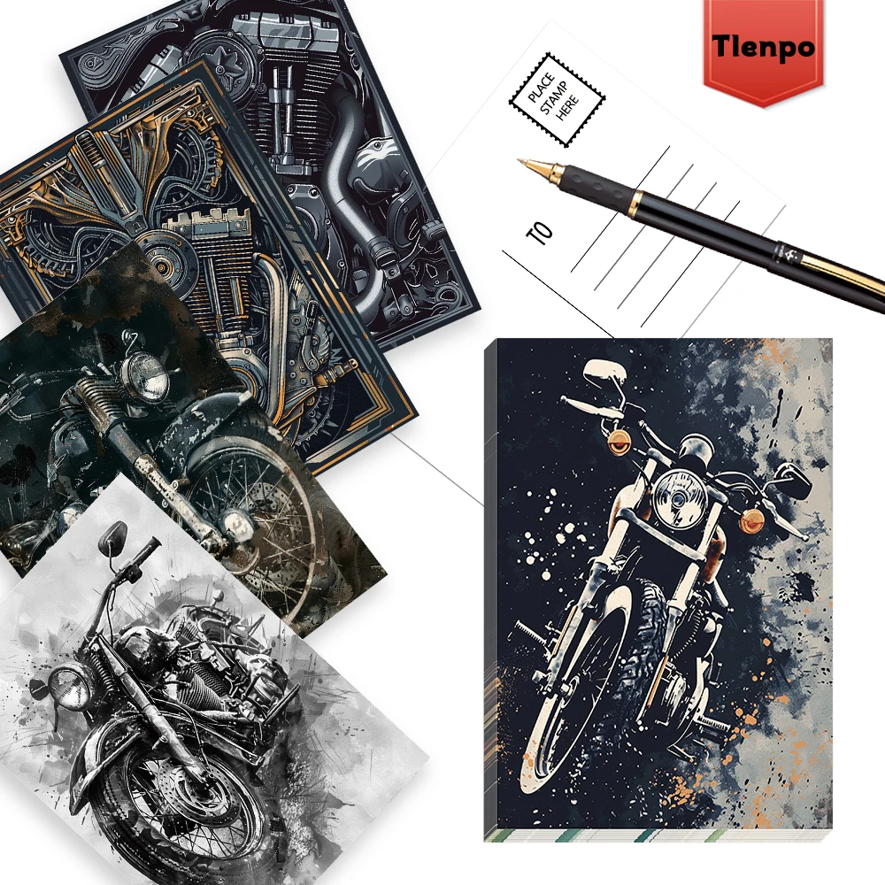 32 Stück coole Motorrad-Postkarten, dunkle Serie, Geschenk für Jungen, Weihnachtsgeschenk für Studenten, Schlafzimmerdekoration, dicker Karton, hohe Auflösung