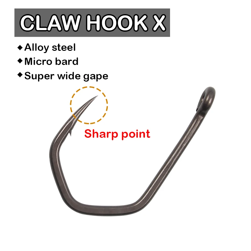 

10x Carp Fishing Hook Micro Bard Super Wide Gape Claw Hooks PTFE Coating High Carbon Stainles For Fishing Hair Rig Size 2/4/6/8