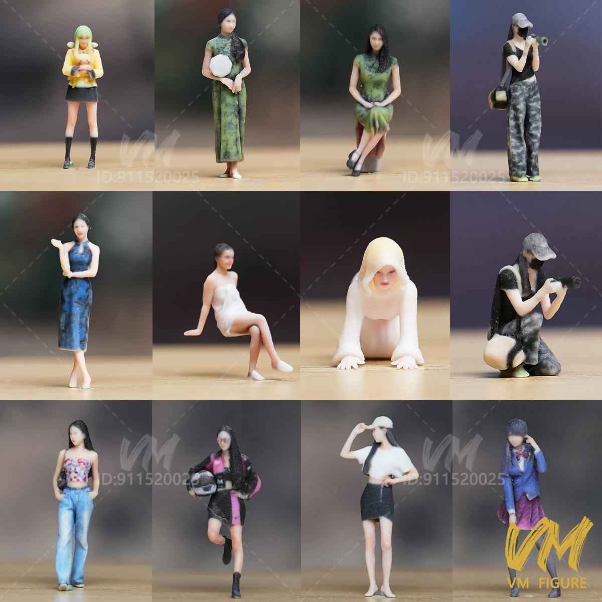 Figuras en miniatura 3D 1/87 1/64 1/43 1/24 1/18 Sunshine Girl Student Anime accesorios de escena de belleza modelo muñeca decoración de coche adorno de vista