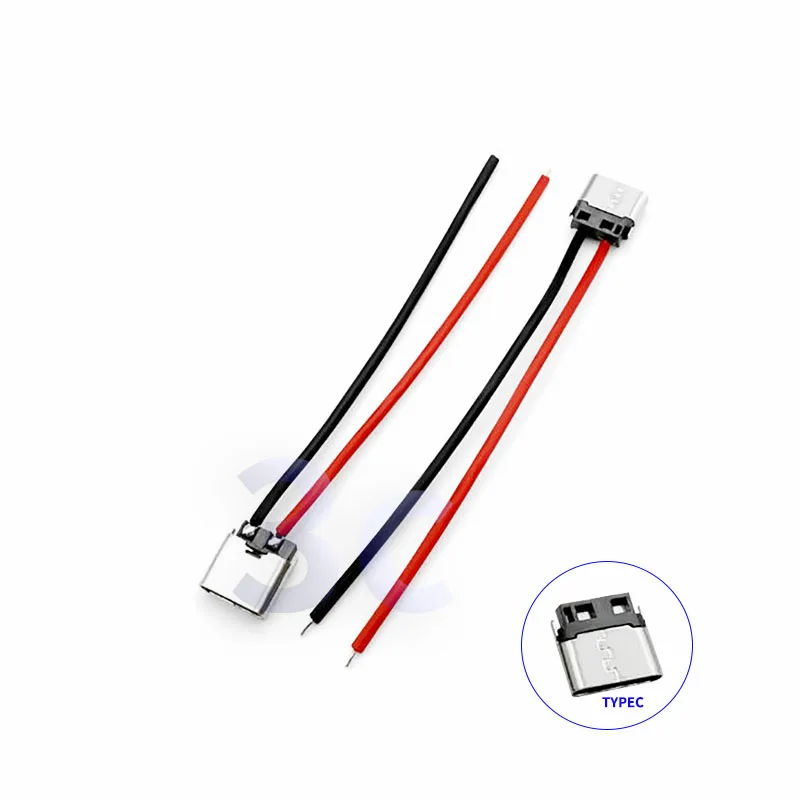 1-10 pieces of 2-pin charging TYPEC port, welded micro PVC cable with 24AWG USB simple desktop charging socket connector