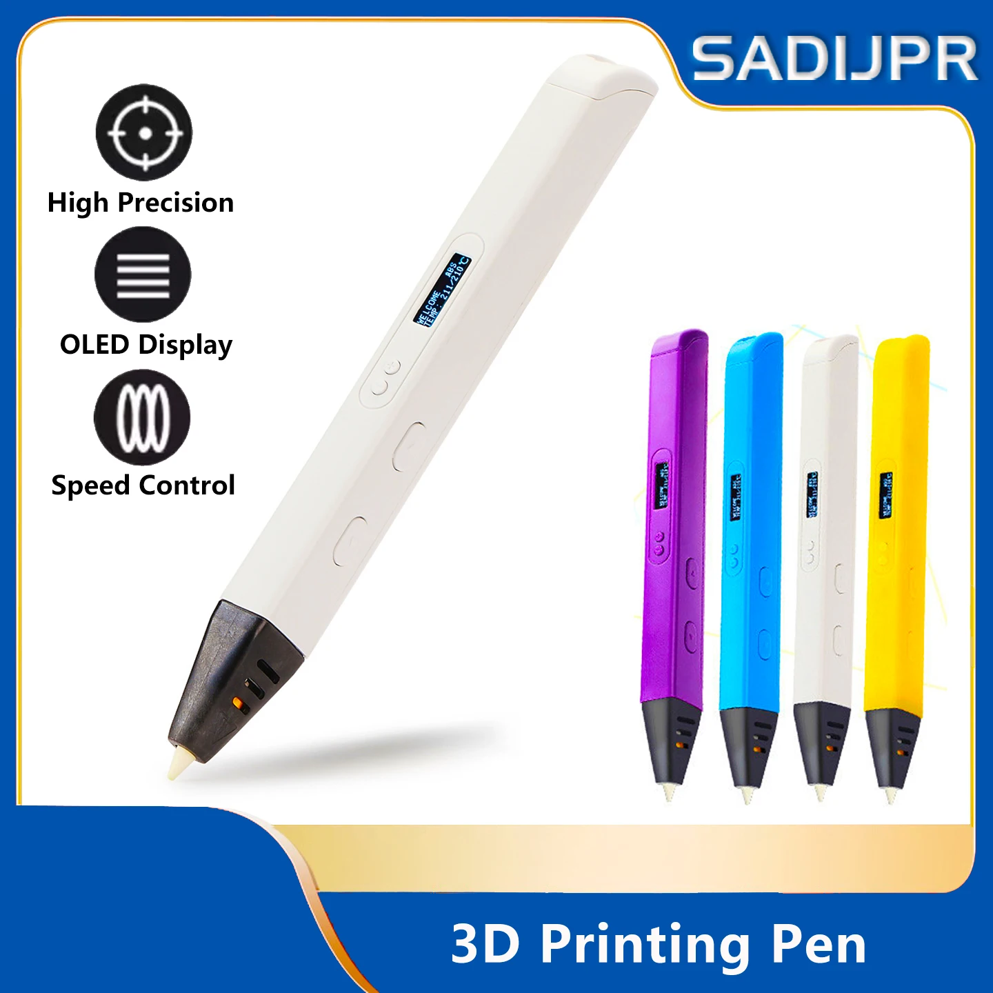 

3D Paint Pen Printing OLED Display Stepless Speed Control Temperature Adjustment 1.75mm PLA/ABS 9M Filament DIY Kids Draw Gift