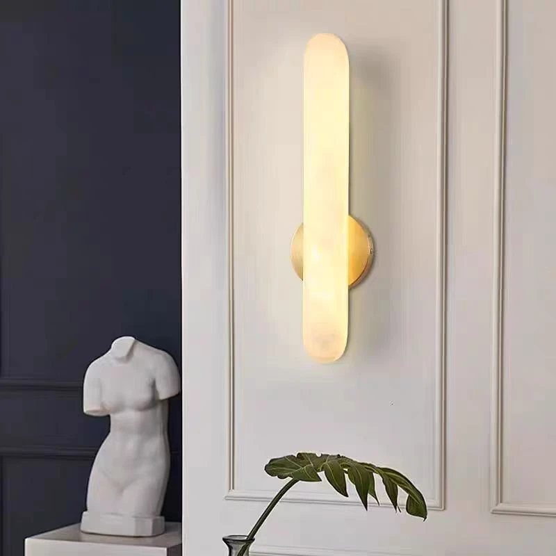 New Style Natural Marble Wall Lamp Copper Art Deco Sconce For Bedroom Parlor Bathroom Wall Light Dropshipping