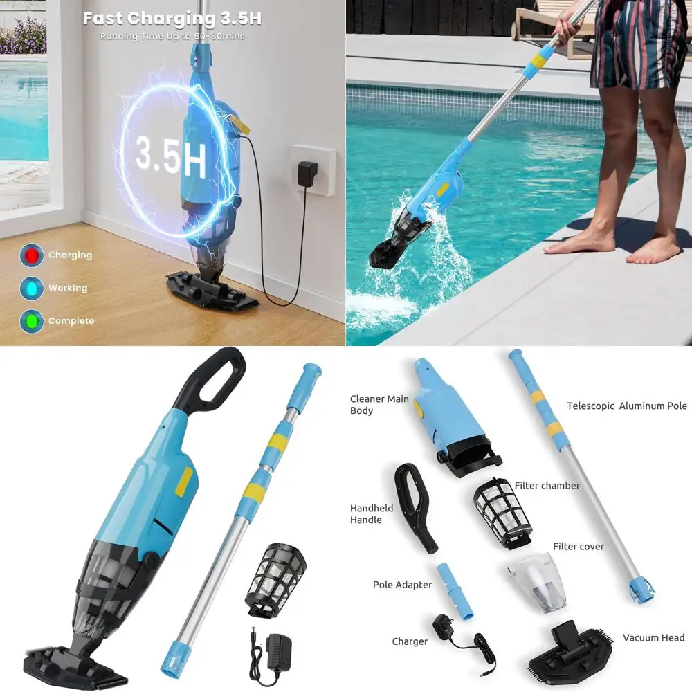 Aspirapolvere wireless per piscina fuori terra: ricaricabile, di lunga durata, efficiente per la rimozione di sabbia e detriti