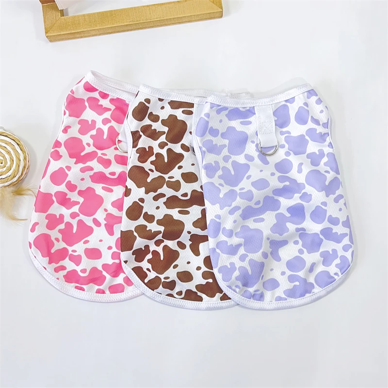 Cute cow Printing Pet Dog Clothes Summer Dog Cat Vest Cat Teddy Pomeranian Pet Puppy Breathable Cool Clothing Dog Costume Vest