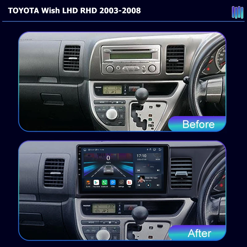 AI VOICE roadivox Android car radio for TOYOTA Wish LHD RHD 2003 2008 GPS Navigation video Multimedia Player tape recorder