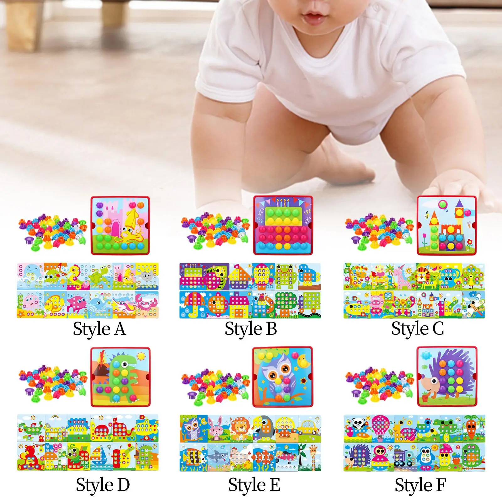 โมเสก Pegboard การเรียนรู้ของเล่นเพื่อการศึกษากิจกรรมหัตถกรรมการจับคู่สี