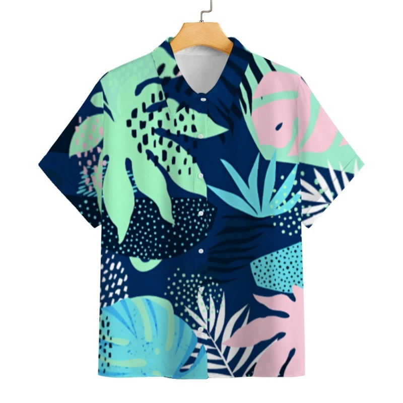 Hawaii Shirts Flower Print Mens Short Sleeve Blouses Holiday Party Tops Oversized Camisa For Men Clothing Harajuku Camisa Lapel