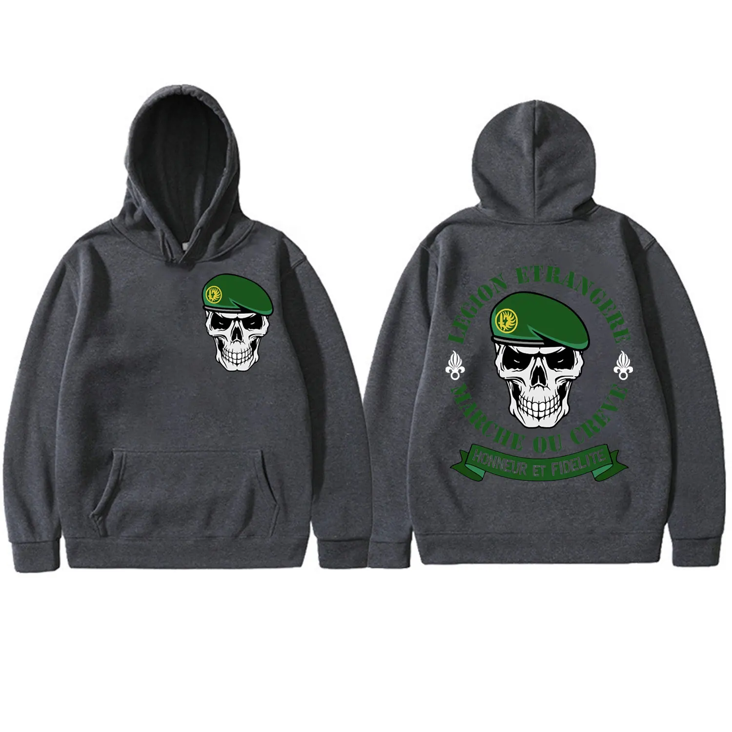 Foreign Legion Horror Skull Print Hoodie Man Harajuku Gothic Hooded Sweatshirts Fashion Trend Vintage Pullovers Men's Streetwear