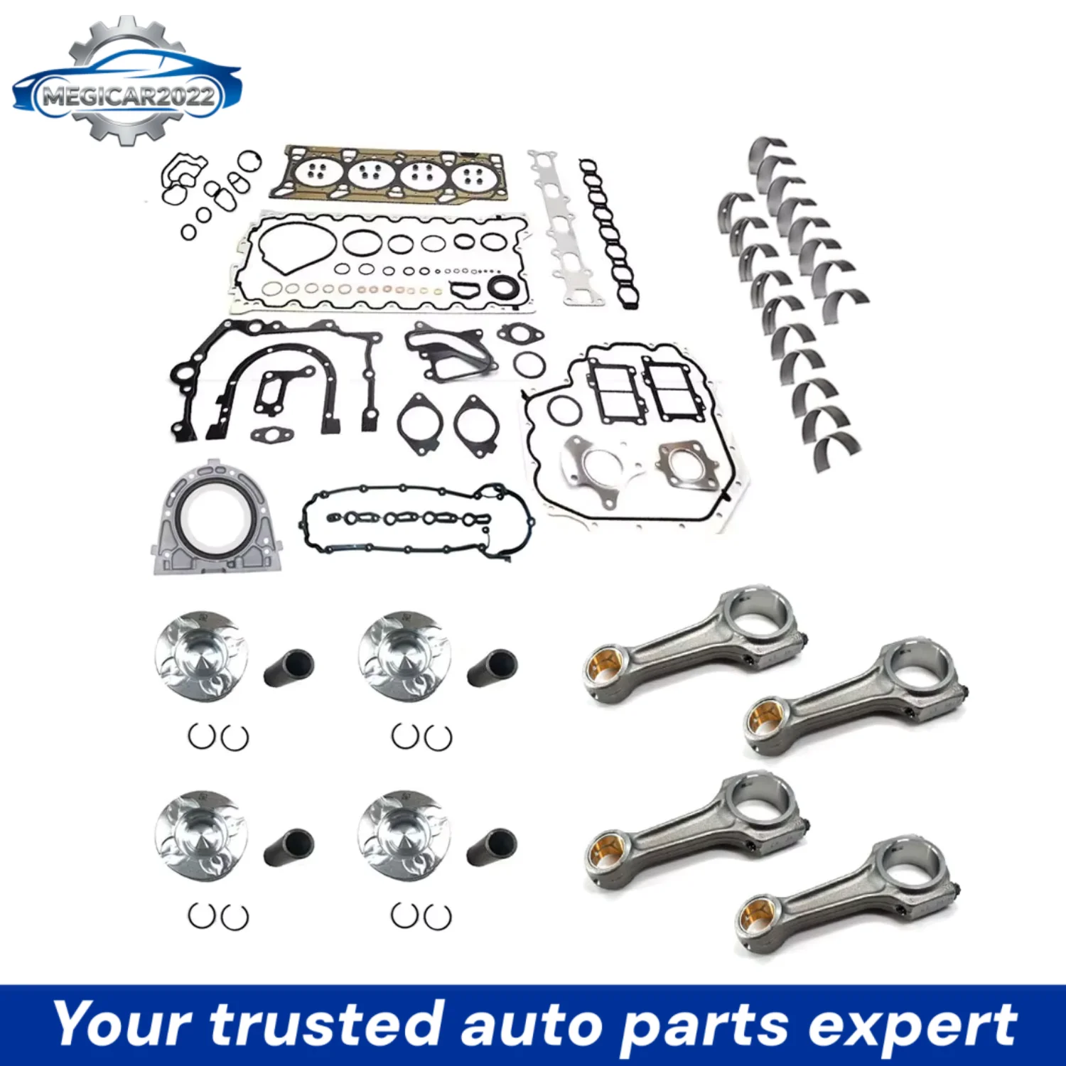 Juego de Juntas para Reparación de Motor, Juego de Cojinetes de Biela y Pistón para ENS 2.8 L T Diésel para Jeep Wrangler Cherokee Dodge Chrysler 2.8L