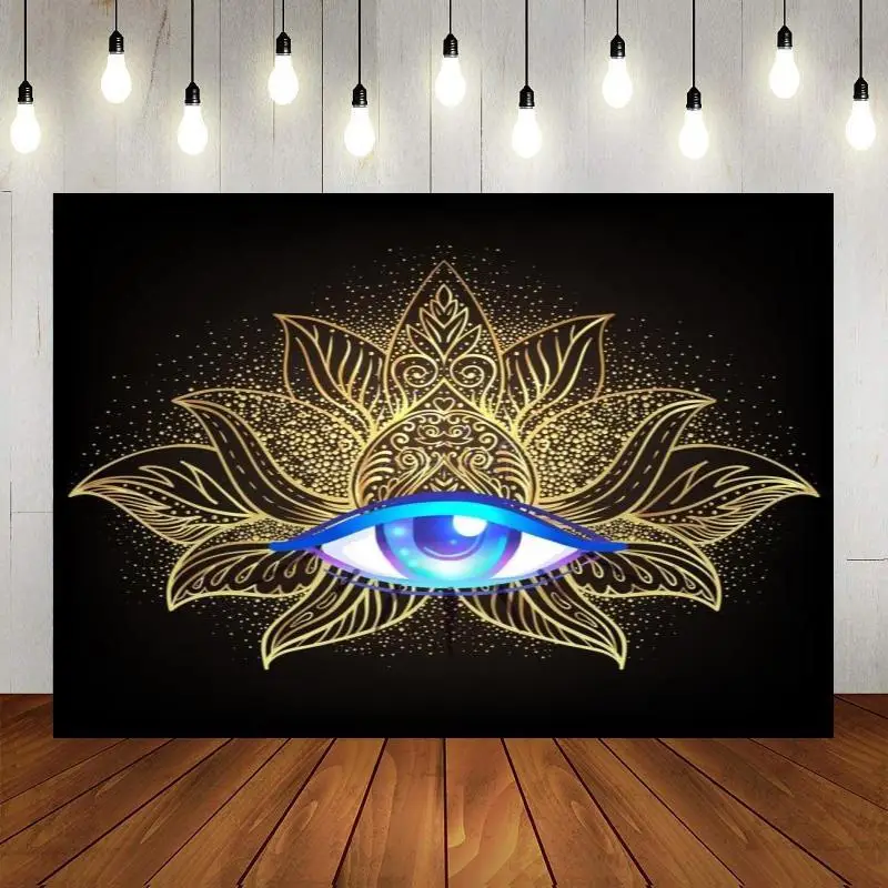 Party Backdrop Buddha Photography Chakra Golden Decoration Background God Custom Hippy Photo Wall Meditation Tapestry Banner