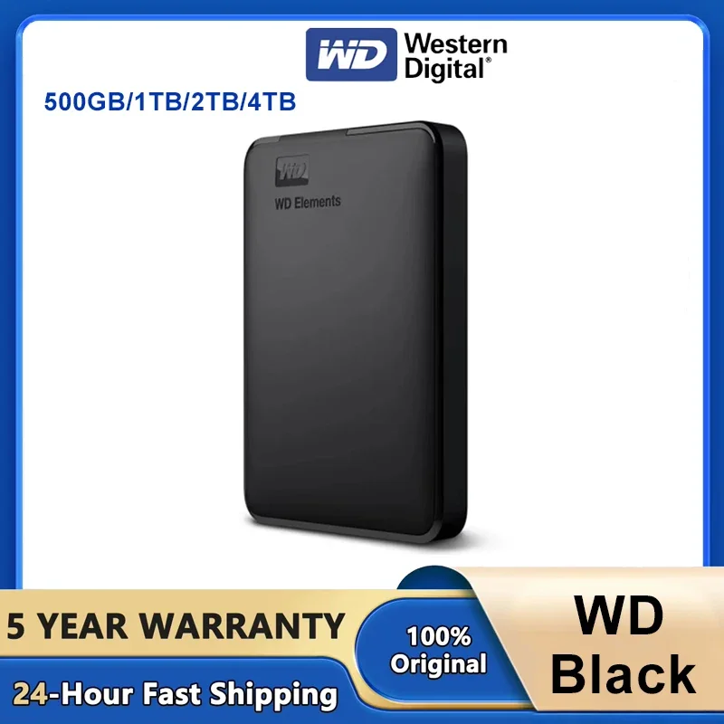 Western Digital WD Elements 5TB 4TB 2TB 1TB 2.5" Portable Hard Drive HDD USB3.0 External Hard Disk For Desktop PC Laptop