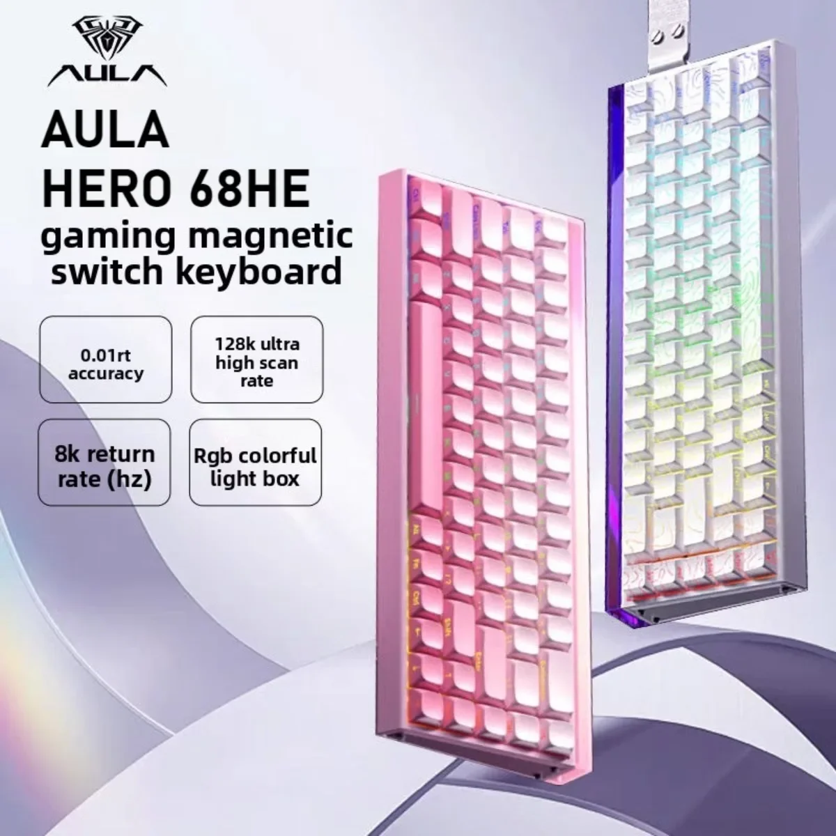 

AULA HERO 68HE Gaming Keyboard Magnetic Rapid Trigger 8K Return 0.01mm RT Accuracy RGB Wired Keyboard Esports Game Accessories