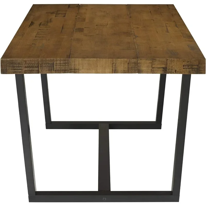 Walker Edison Andre Modern Solid Wood Dining Table, 72 Inch, Rustic Oak