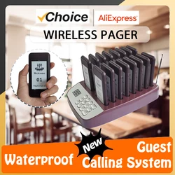 Restaurant Buzzer Pager Wireless Paging Guest Calling System for 16 Coasters Calling Free Customization Waterproof For Café Shop