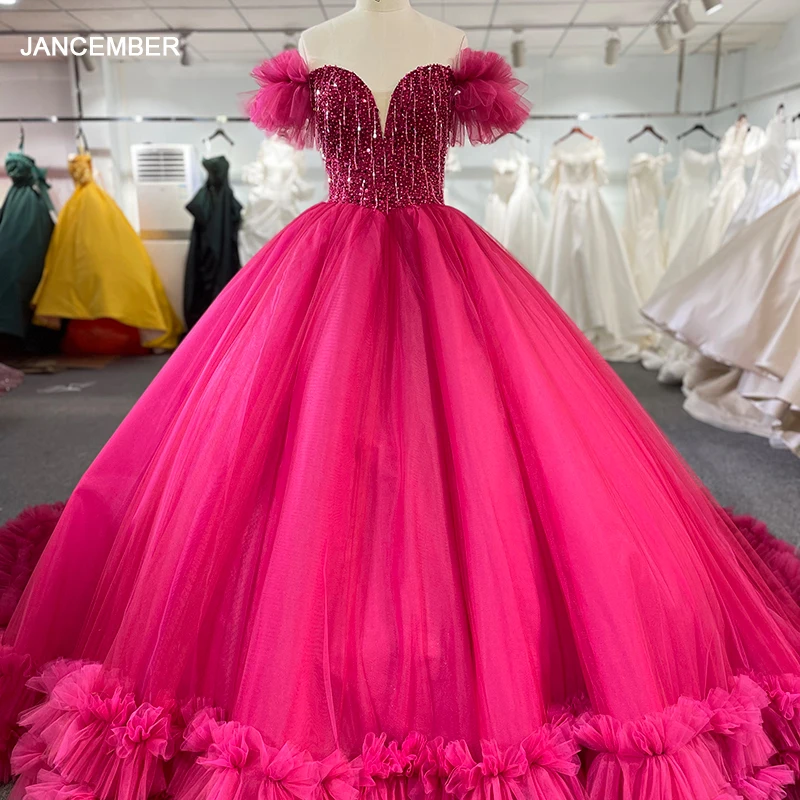 

Jancember Flash Sale Wholesale Quinceanera Dresses For Gril Ball Gown Deep V-neck Beading Lace vestidos de 15 años DY9747