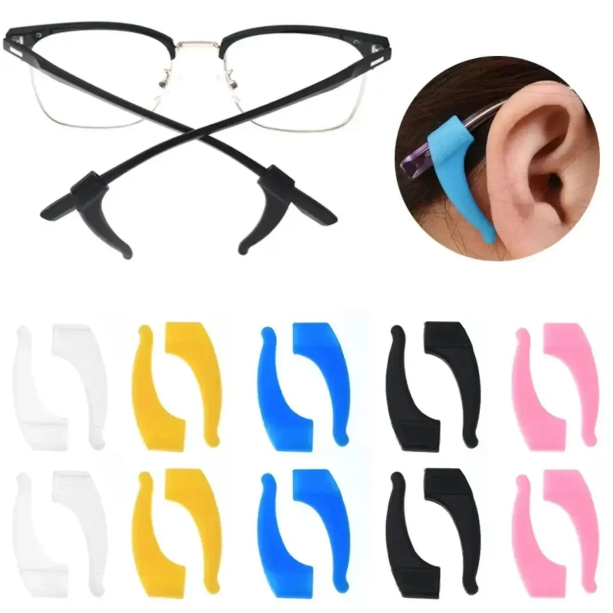 100 Stück Rutschfeste Ohrclips für Brillenbügel, Ohrhaken, Korkhalter, Fixierer, Zubehör für Brillenbügelspitzen – Detail 1