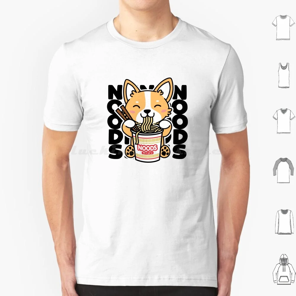 Corgi Essen Nudeln Nette Kawaii Instant Nudeln T Shirt Baumwolle Männer Frauen DIY Druck Nudeln Lustige Instant Nudeln Corgi Hund Ramen