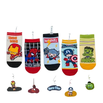 5 Paar Spiderman Kindersocken Anime Kinder Jungen Kurze Socken Iron Man Captain America Cartoon Baby Sommer Frühling Bootssocken 1-12 Jahre