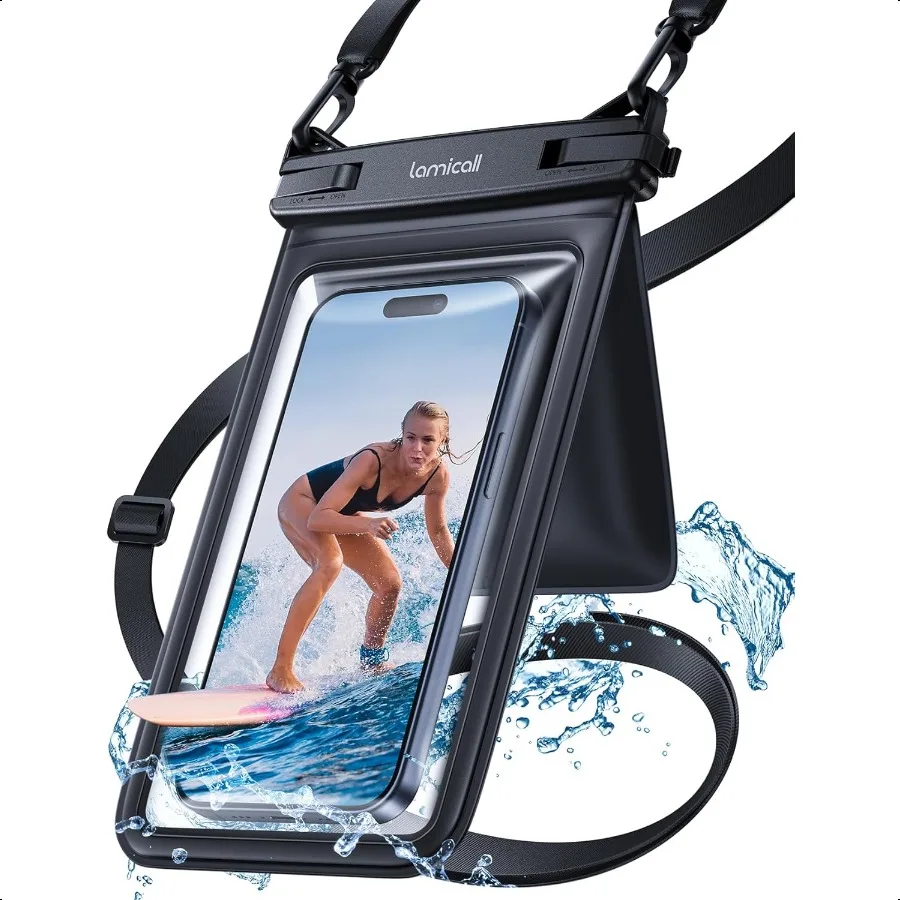 

Lamicall Waterproof Phone Pouch Case [Double Space] IPX8 Water Proof Cell Phone Dry Bag with Lanyard Beach Cruise Ship entials