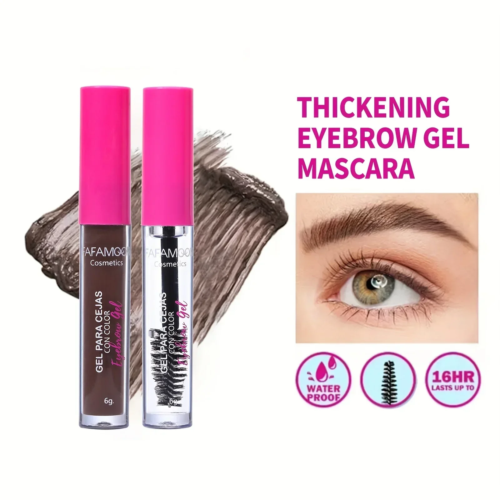 Waterproof Tinted Brow Gel Kit, Rich Auburn & Clear Setting Brow Glue, Fast Sculpt Long-Lasting Eye Makeup