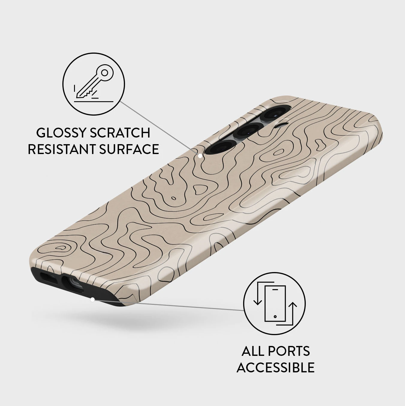 Capa de telefone para samsung s25 s24 s23 s22 a55 a54 a16 ultra pro plus fe 5g mapa topográfico acrílico rígido capa à prova de choque funda