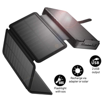 20000mAh Foldable 4 Solar Panel Power Bank Dual USB Fast Charging Powerbank for iPhone Samsung Portable Charger with Flashlight