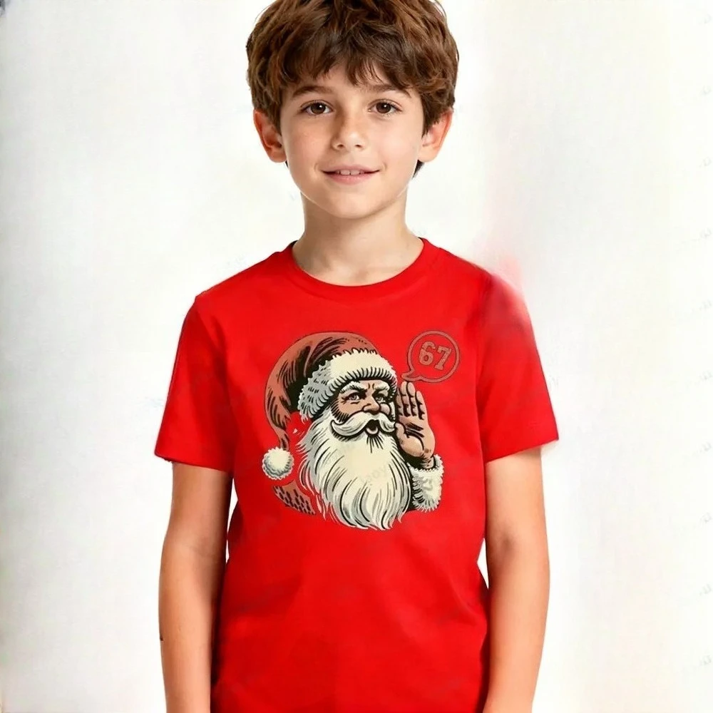 جديد مضحك ستة سبعة 67 ميمي تصميم تي شيرت ريترو سانتا كلوز 67 قميص مطبوع الأولاد عيد الميلاد هدية فريدة ملابس الاطفال عيد الميلاد القمم #3