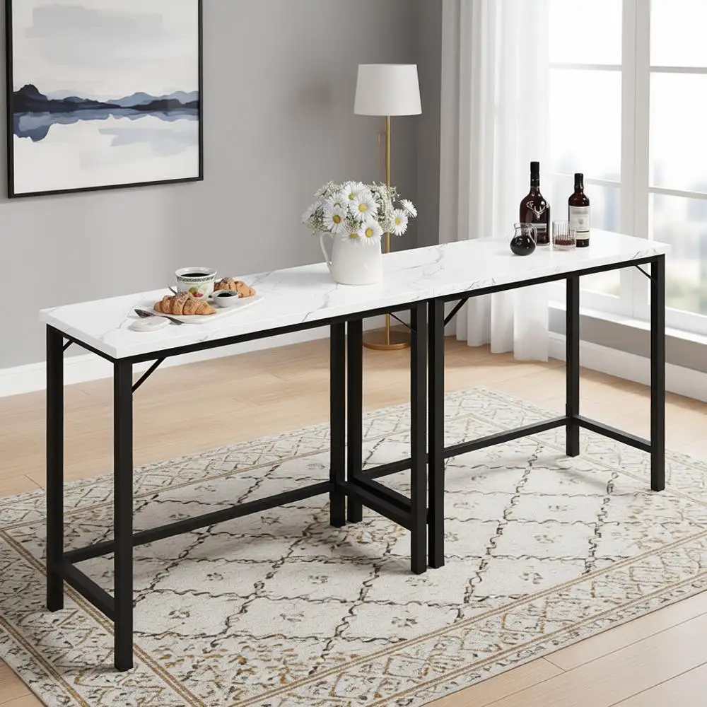 

Многофункциональный металлический барный стол с мраморной столешницей для столовой и паба, высота 63 дюйма