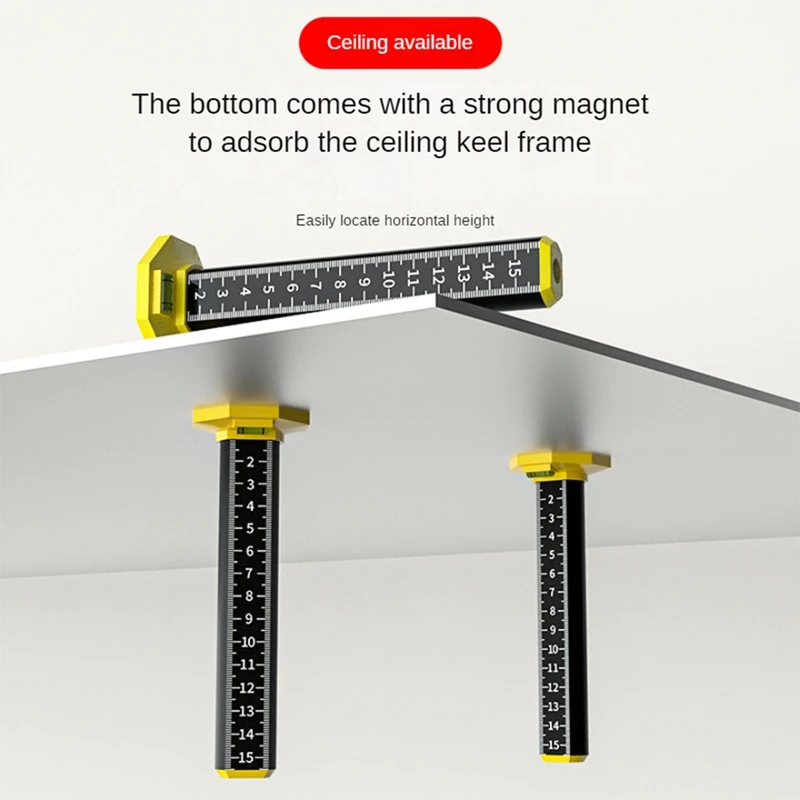 2Pcs Ceiling And Floor Tile Height Ruler, Measuring Ruler With Magnetic Base, Measuring Ruler, Suspended Ceiling