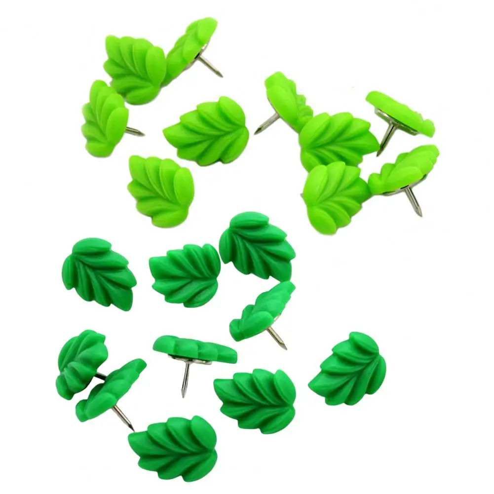 20Pcs Excellent Drawing Pins  Indeformable Labor-saving Thumbtacks  Leaf Shape Cork Board Safety Pushpins