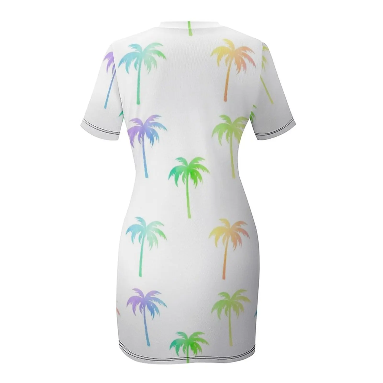 レインボーパームツリーパック半袖ドレス美的衣類プロム服女性服高級ドレスドレス