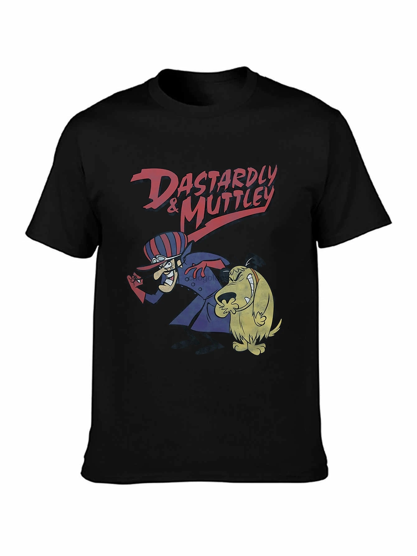 عادي أحمق سباقات Dastardly وMuttley هانا باربيرا الأزرق قميص رجالي تي شيرت الطباعة قصيرة الأكمام عادية س الرقبة #1