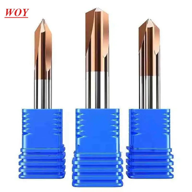 WOY HRC55 Chamfer Milling Cutter Carbide Corner Countersink Chamfering Mill Deburring Edges V Grove Router 60 90 120 Degree