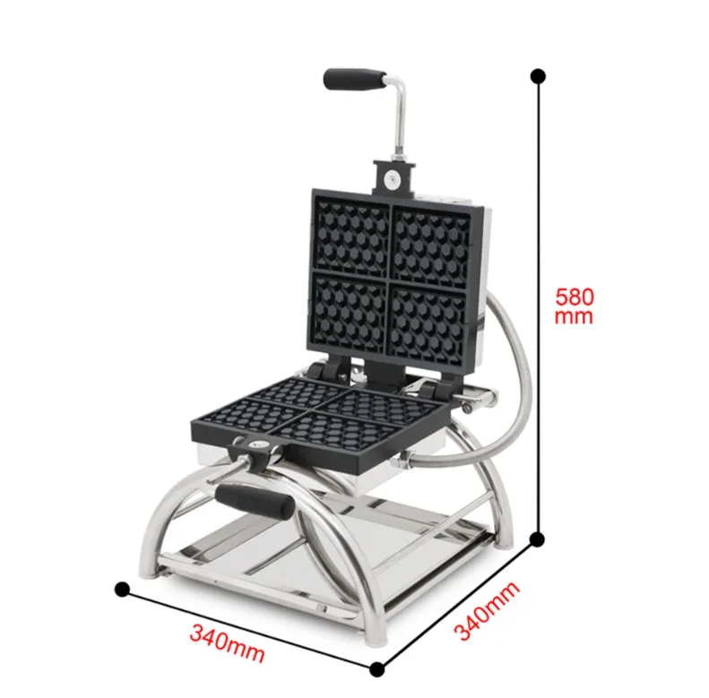 Máquina elétrica de waffle em favo de mel, 4 unidades/placa, venda quente, máquina de cozimento, muffin