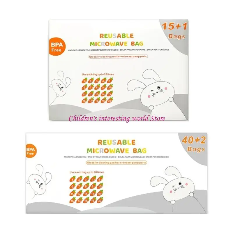 Reusable Microwave Steam Bag Pouches for Cleaning Breast Accessories 425F